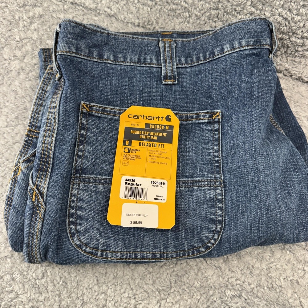 Carhartt Jeans‎ Mens 44x30 Blue Rugged Flex Relaxed Fit Utility Workwear Denim